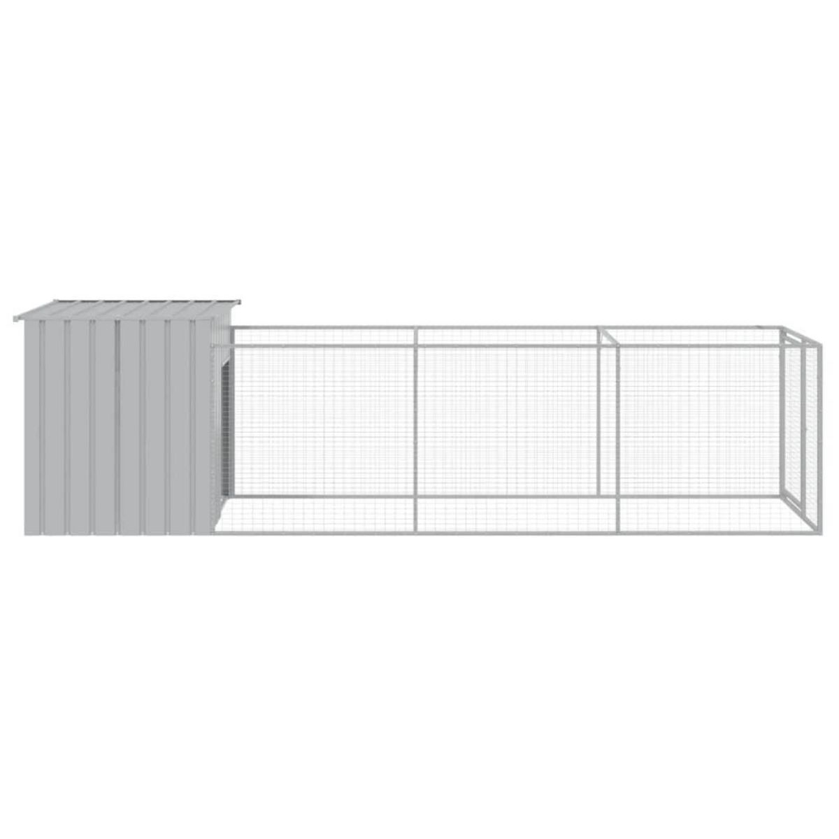 VIDAXL Niche pour chien avec cour gris clair 110x405x110 cm