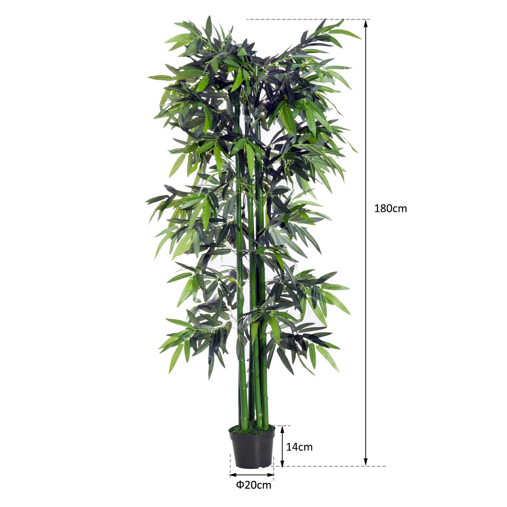 Voir la diapositive 3 : OUTSUNNY Bambou artificiel XXL 1,80H m 1105 feuilles denses réalistes pot inclus noir vert