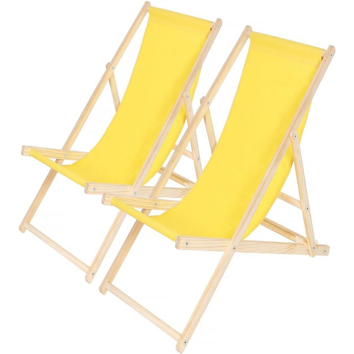 Habitat et Jardin Lot de 2 transats en bois  Chilienne  - 107 x 56.5 x 81 cm - Jaune