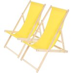 Habitat et Jardin Lot de 2 transats en bois  Chilienne  - 107 x 56.5 x 81 cm - Jaune