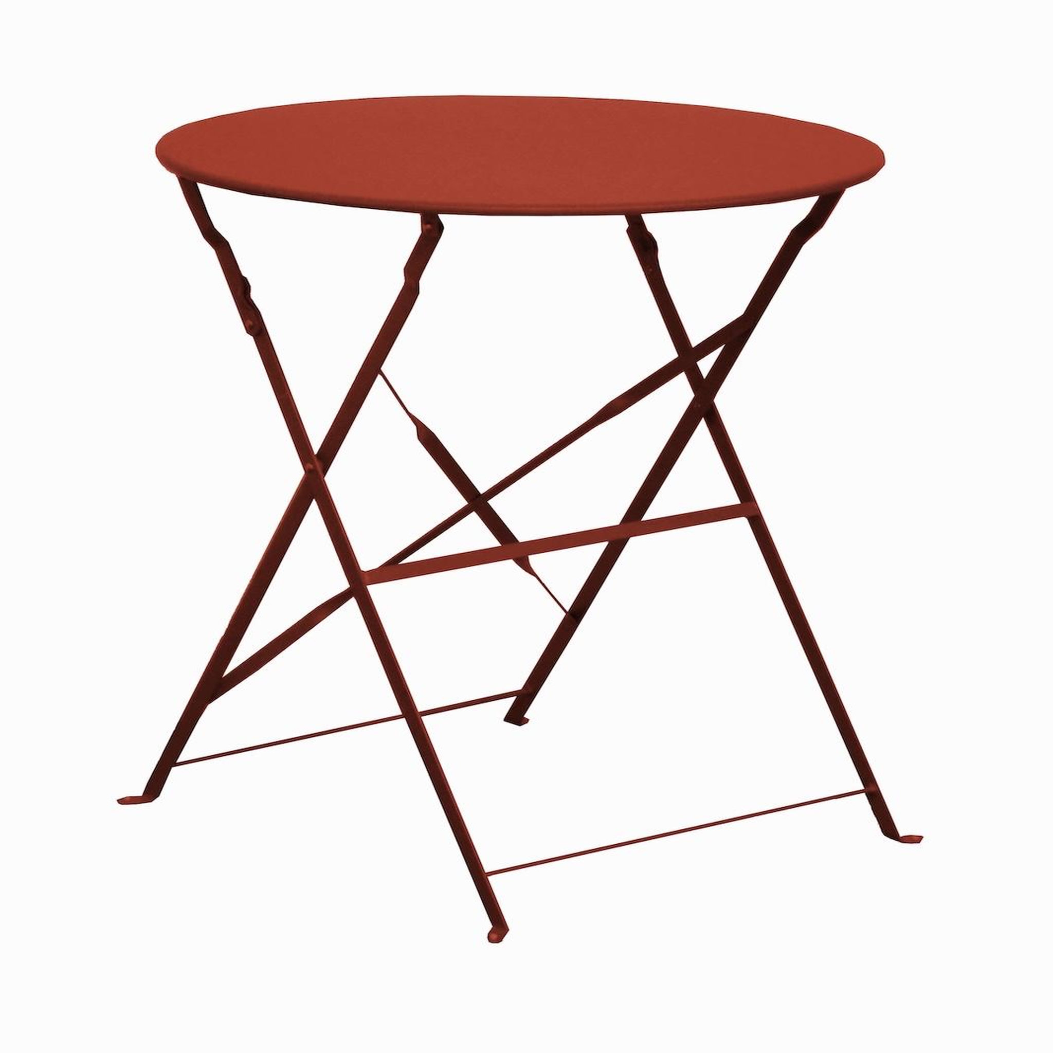 Proloisirs Guéridon pliant en acier - CUBA RD60 - Plateau rond Ø 60 cm - Hauteur 71 cm - Coloris terra