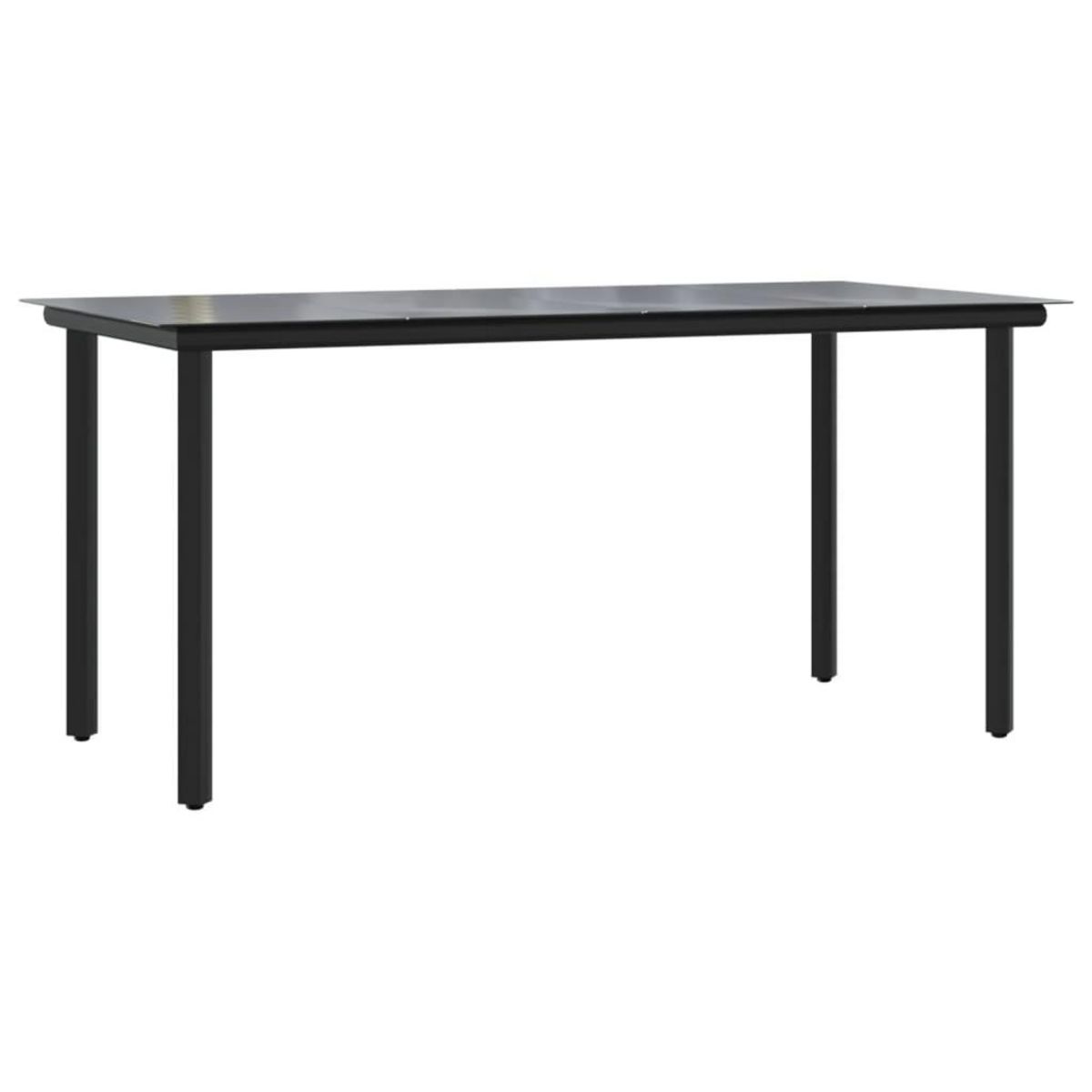 VIDAXL Table a dîner de jardin Noir 160x80x74 cm Acier et verre trempe