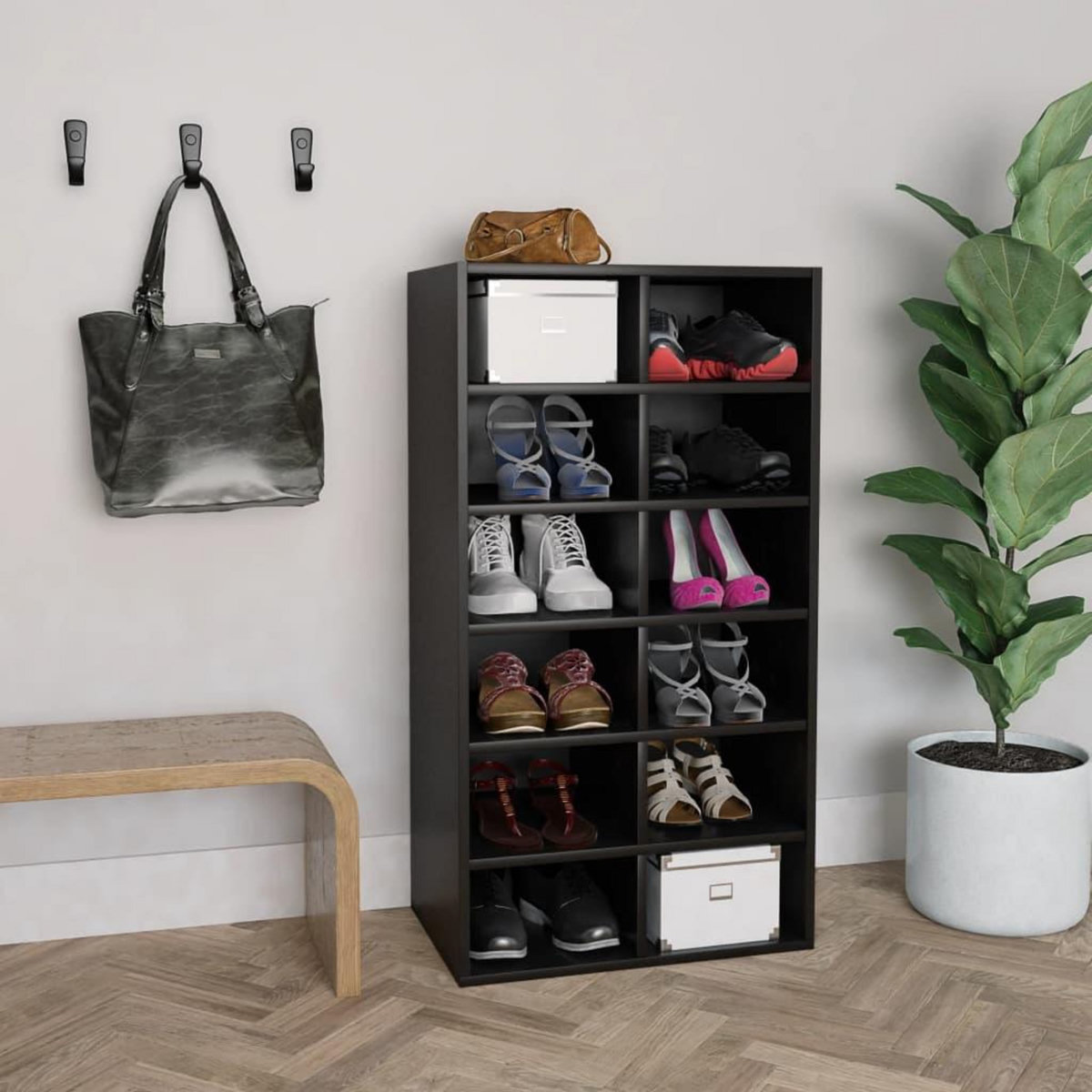 VIDAXL Etagere a chaussures Noir 54x34x100,5 cm Bois d'ingenierie