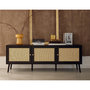 Voir la diapositive 1 : BEST MOBILIER Goto - meuble tv - noir et cannage - 3 portes - 167 cm