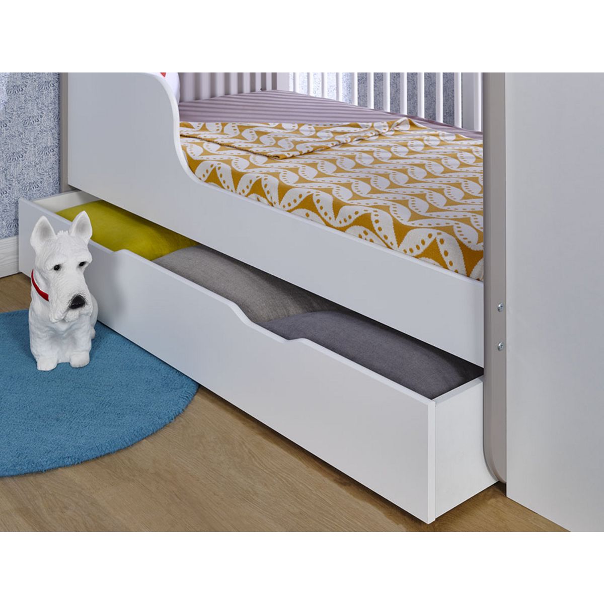 Ensemble lit bébé combiné évolutif 70x140 + tiroir DREAM blanc