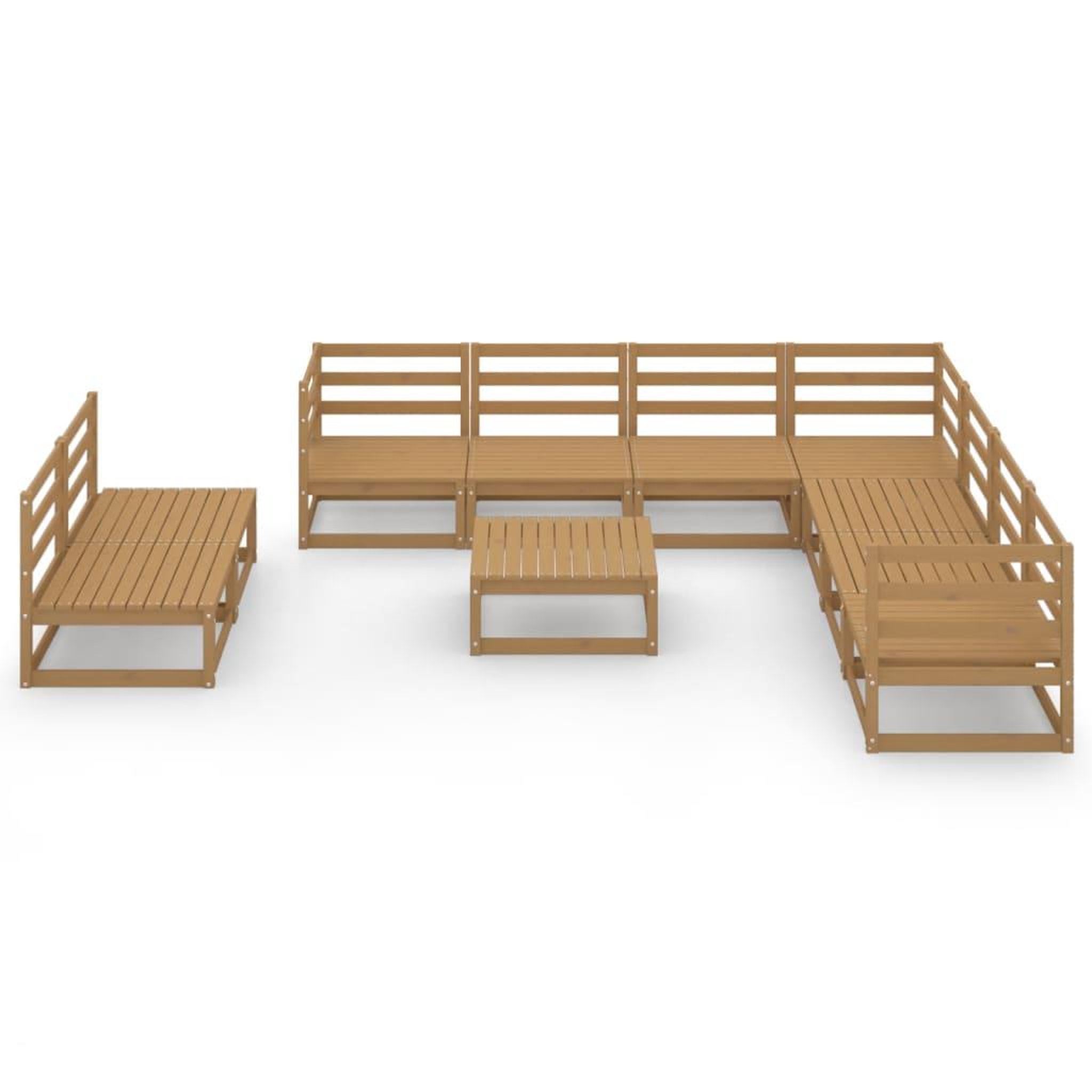 Voir la diapositive 3 : VIDAXL Salon de jardin 10 pcs marron miel bois de pin massif