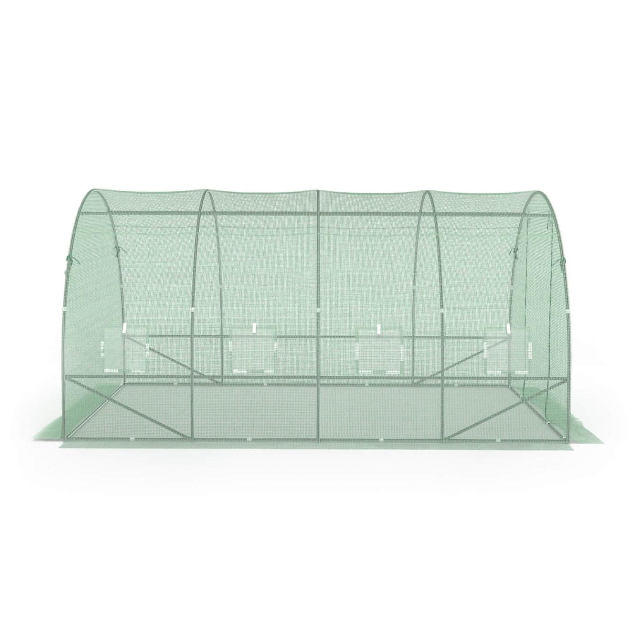 Voir la diapositive 5 : ID MARKET Bâche de rechange pour serre de jardin tunnel 12m² 4 x 3 x 2 m anti-uv avec porte et fenêtres zebra verte