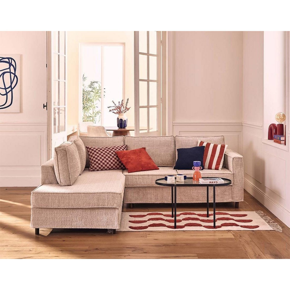 LISA DESIGN Jake - canapé déhoussable d'angle gauche 5 places en velours texturé