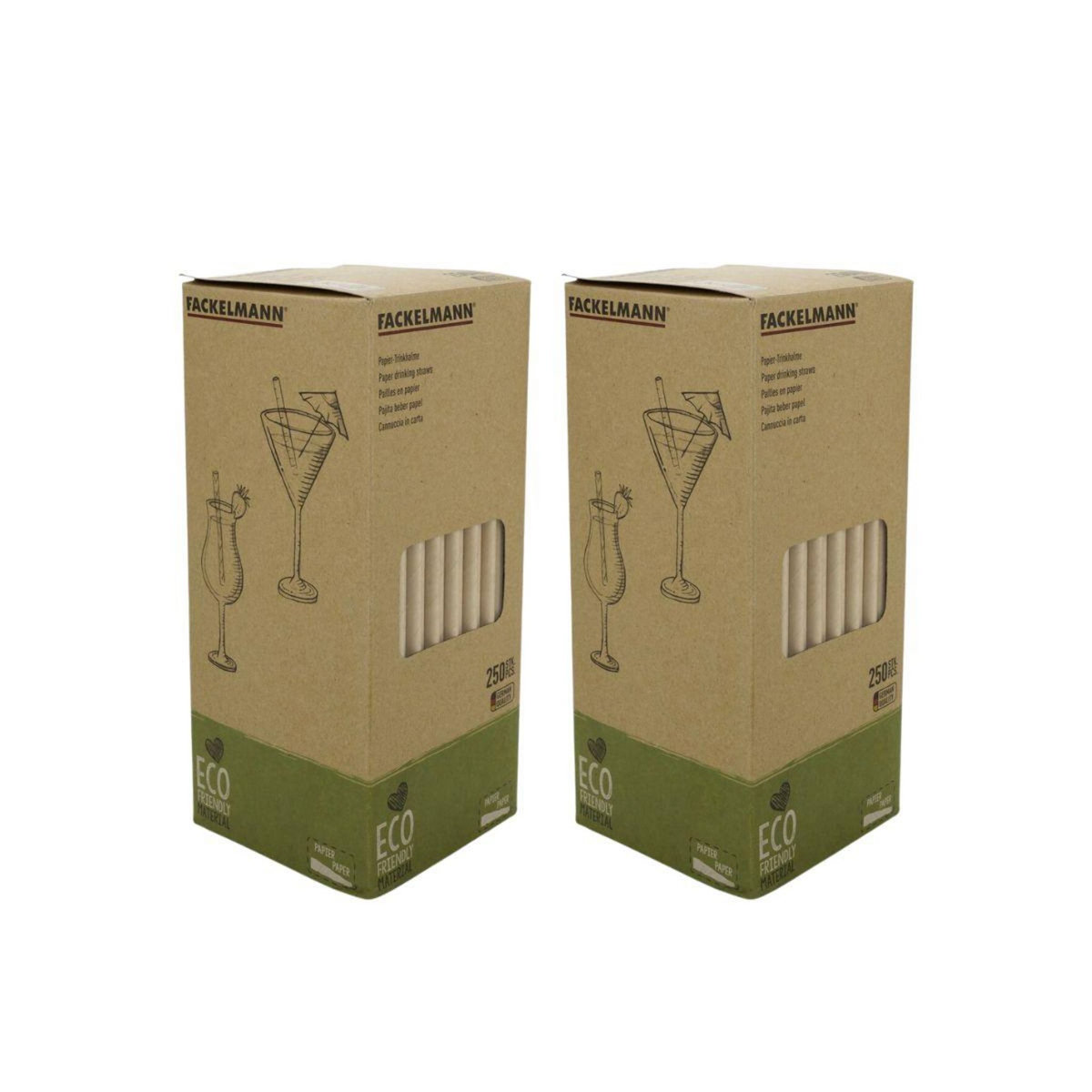 Fackelmann Lot de 500 pailles en papier brun 21 cm Fackelmann Nature