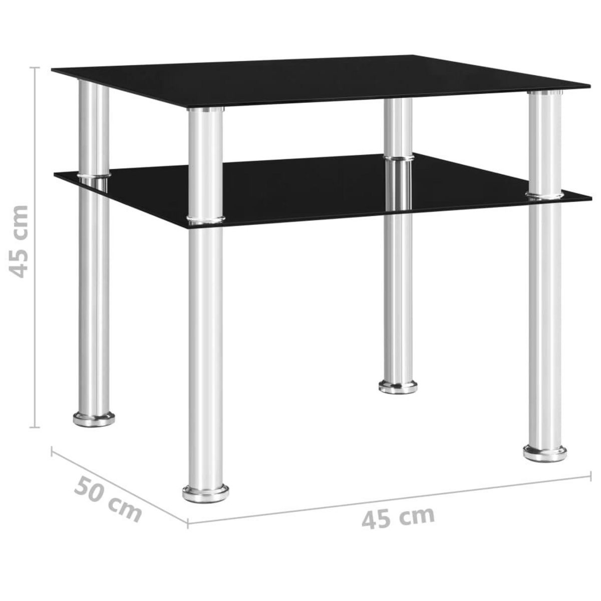 VIDAXL Table d'appoint Noir 45x50x45 cm Verre trempe
