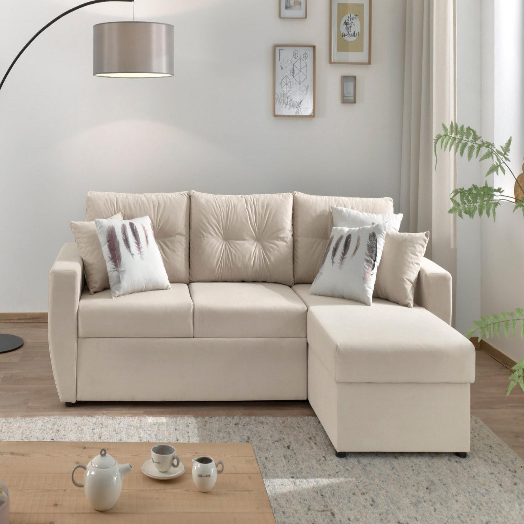 Voir la diapositive 2 : BEST MOBILIER Astoria - canapé d'angle réversible - convertible avec coffre - style contemporain- 4 places