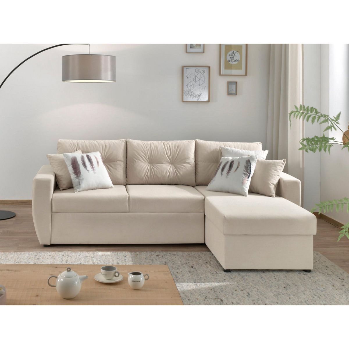 BEST MOBILIER Astoria - canapé d'angle réversible - convertible avec coffre - style contemporain- 4 places