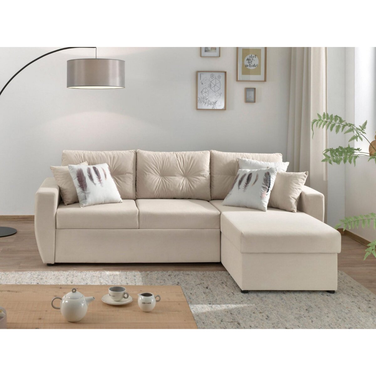 BEST MOBILIER Astoria - canapé d'angle réversible - convertible avec coffre - style contemporain- 4 places