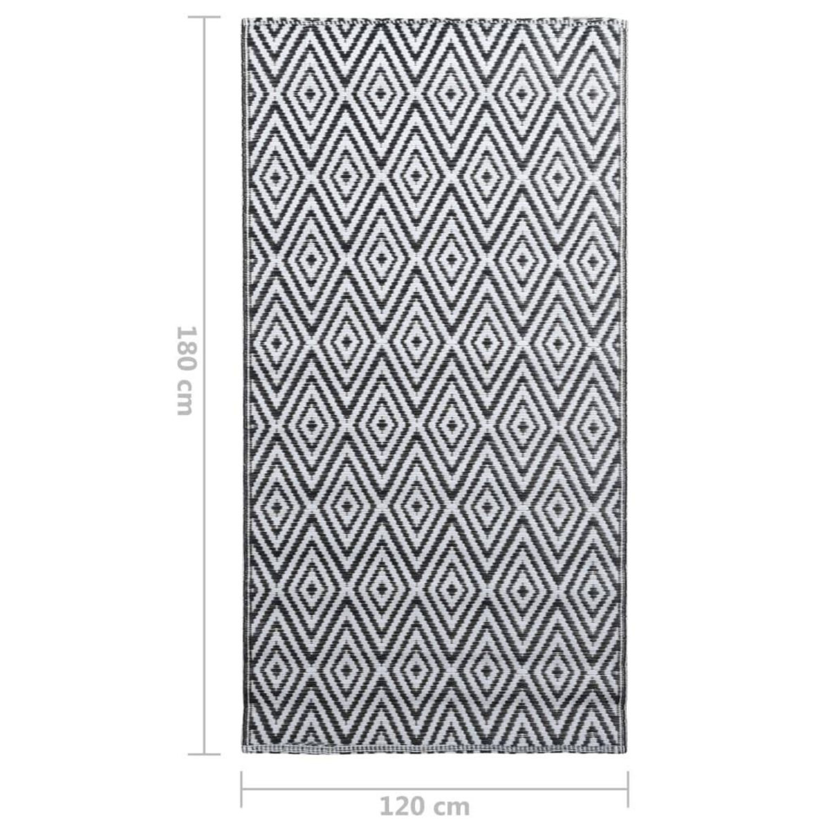 VIDAXL Tapis d'exterieur ARAKIL Blanc et noir 120x180 cm PP