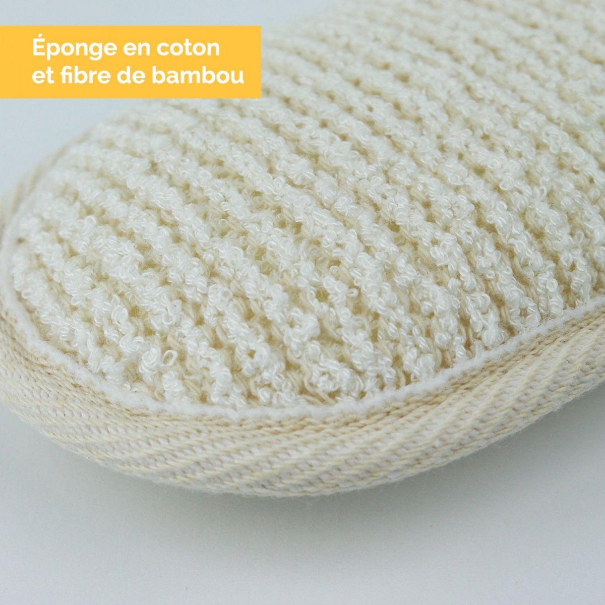 VIVEZEN Lot de 2 éponges exfoliantes et nettoyantes en fibre de bambou double face 13 x 8 x 3 cm