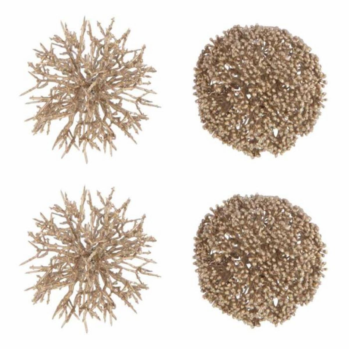 Paris Prix Lot de 4 Boules de Noël  Corail  10cm Champagne