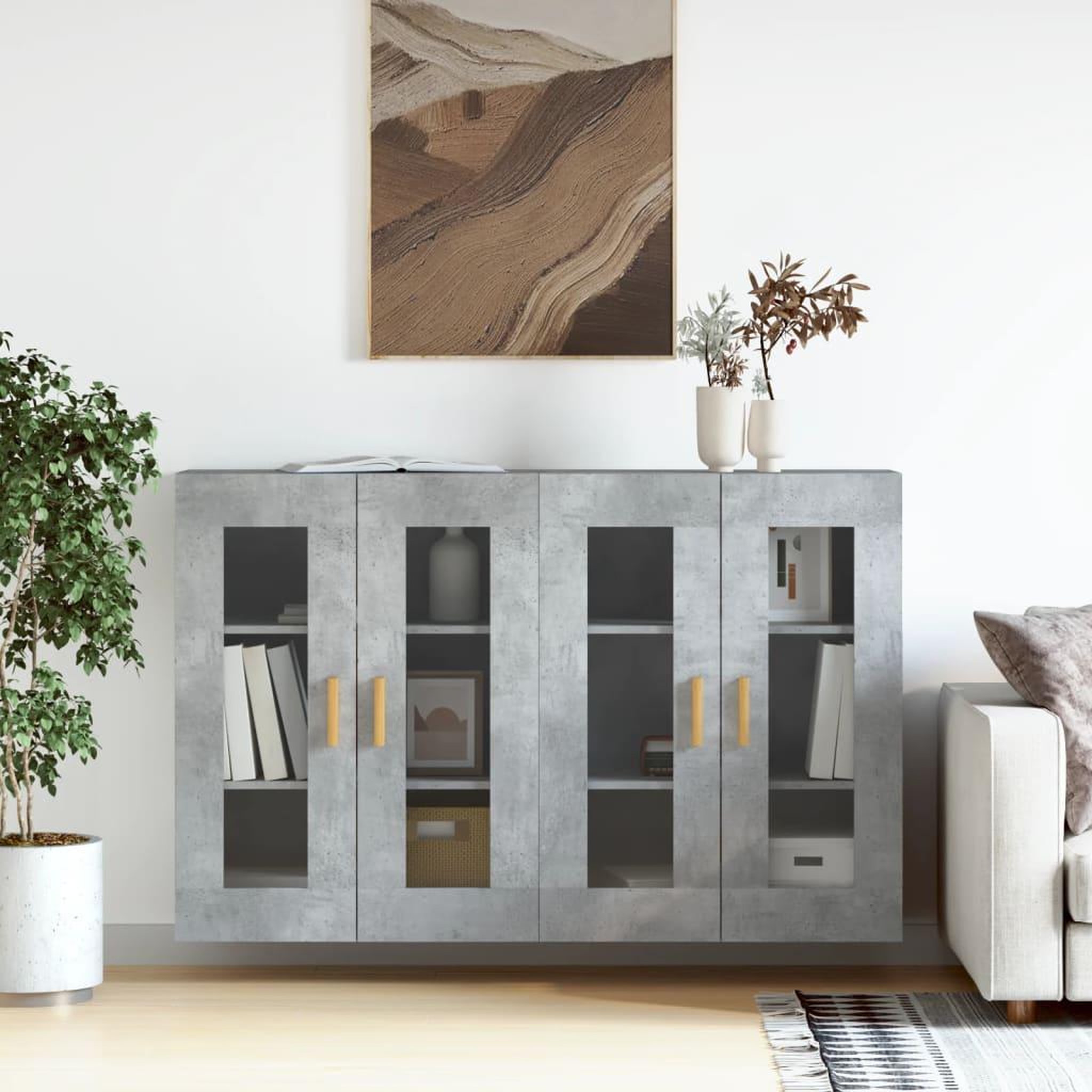 VIDAXL Armoires murales 2 pcs gris beton bois d'ingenierie