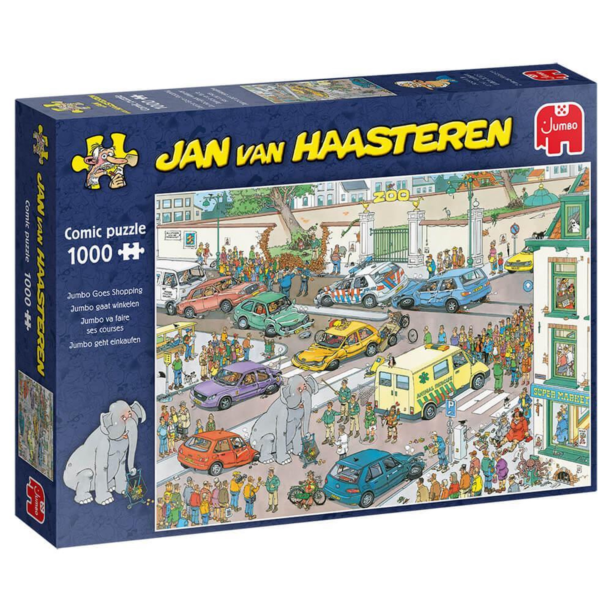 Voir la diapositive 2 : Jumbo Puzzle 1000 pièces : Jan Van Haasteren - Jumbo va faire ses courses