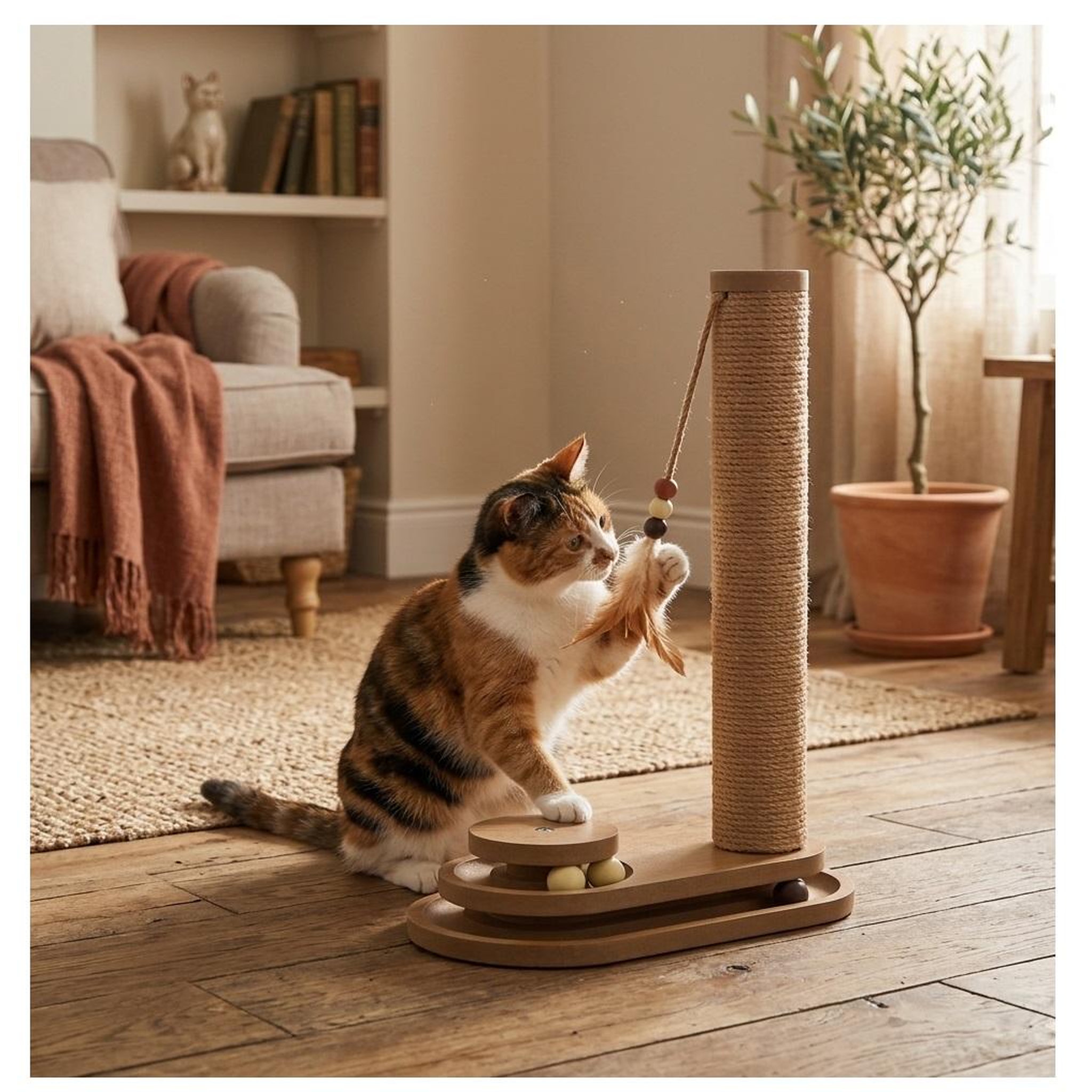 Voir la diapositive 2 : Eden Jeu a griffer avec circuit a balle brun pour chat