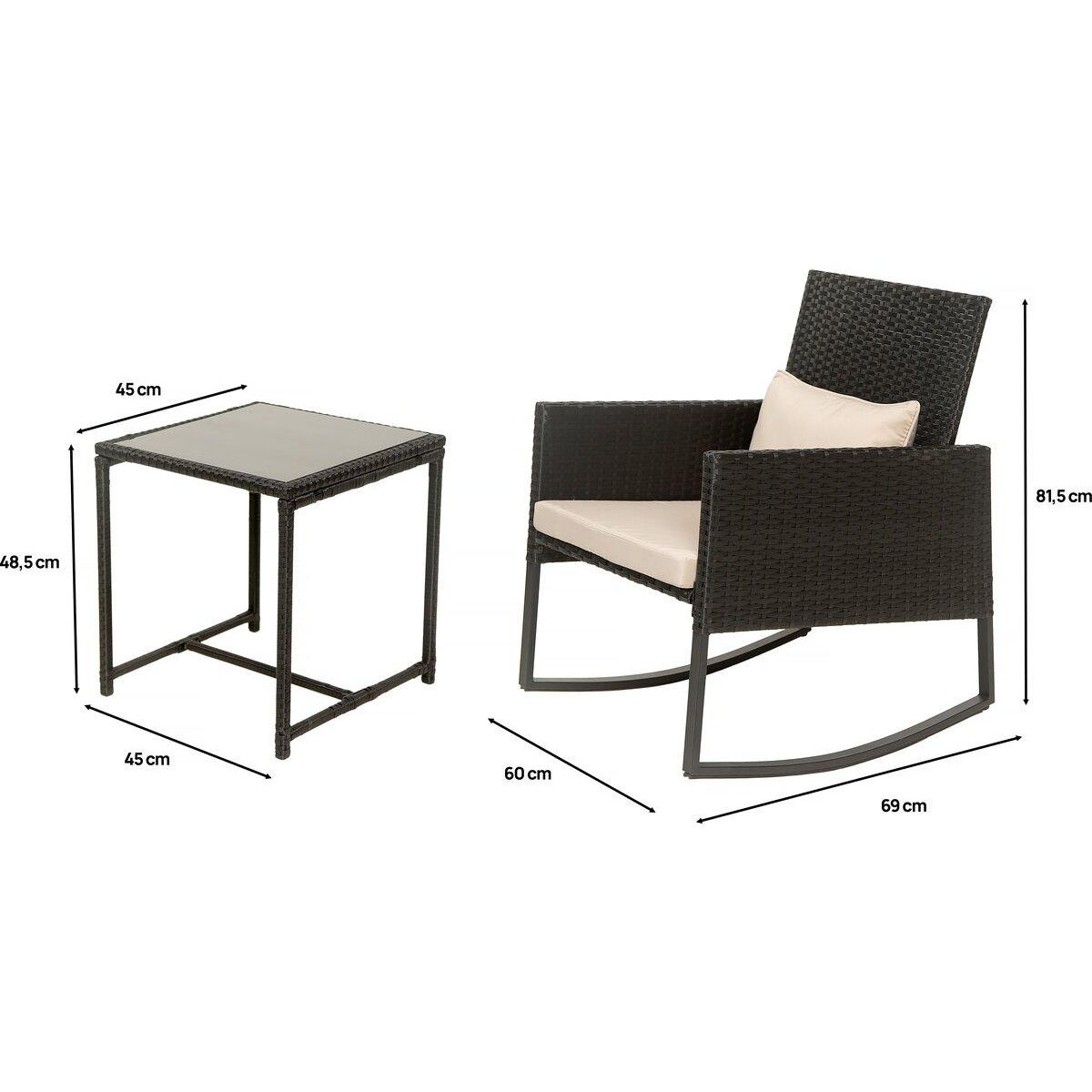 Habitat et Jardin Salon de jardin a bascule en résine tressée  Garden  - Noir