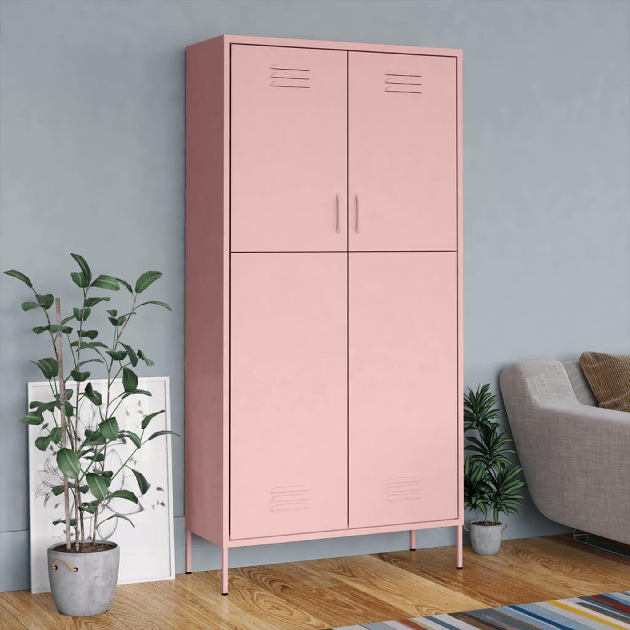 Voir la diapositive 1 : VIDAXL Garde-robe Rose 90x50x180 cm Acier