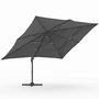 Voir la diapositive 4 : ID MARKET Parasol déporté inclinable rotatif 360 CALVI multi toile grand vent gris 3x4 M avec housse