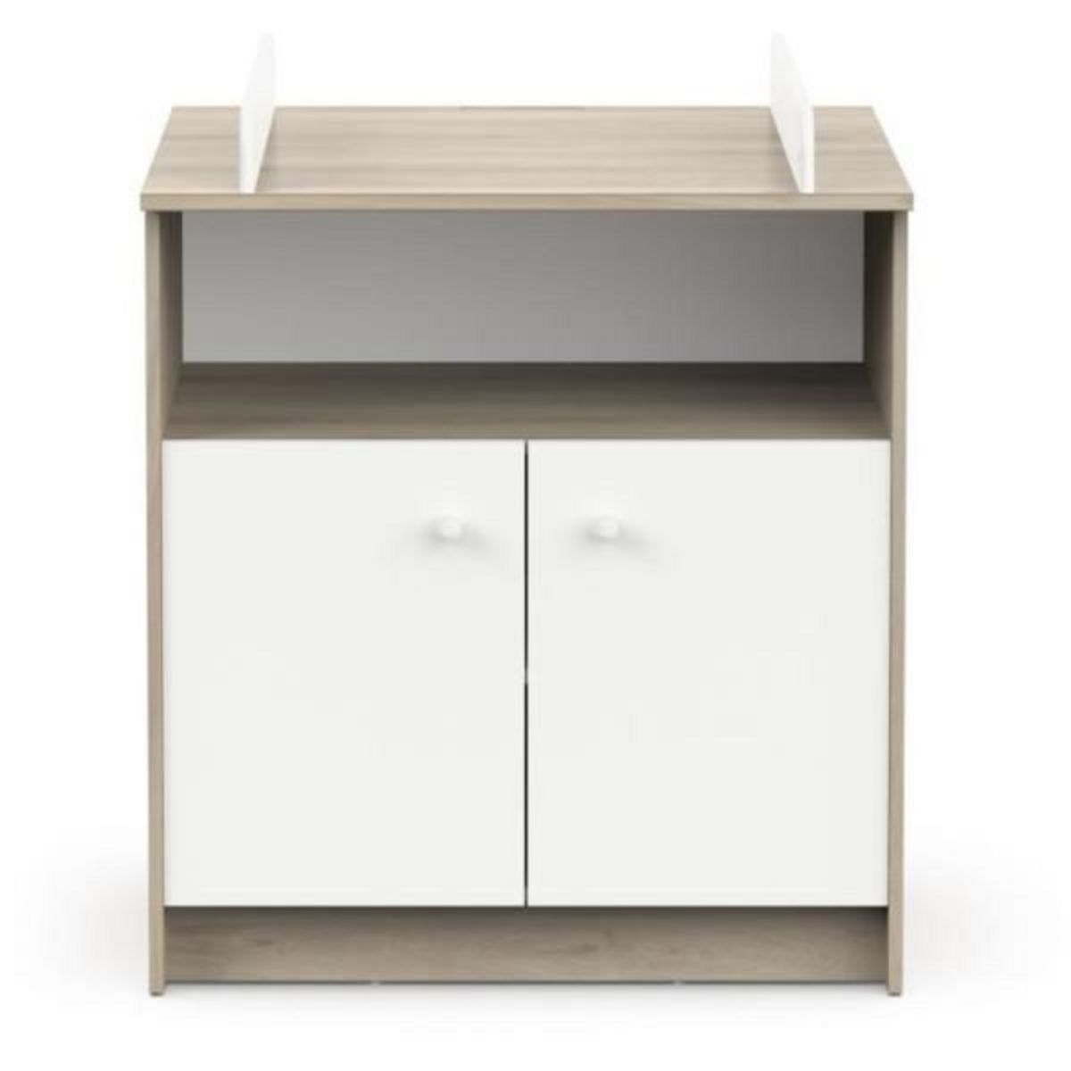 Demeyere Commode a langer 2 portes, 1 niche - HELICIA - Blanc mat & Chene kronberg - 79,6 x 70 x 94,4 cm - DEMEYERE