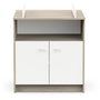 Voir la diapositive 2 : Demeyere Commode a langer 2 portes, 1 niche - HELICIA - Blanc mat & Chene kronberg - 79,6 x 70 x 94,4 cm - DEMEYERE