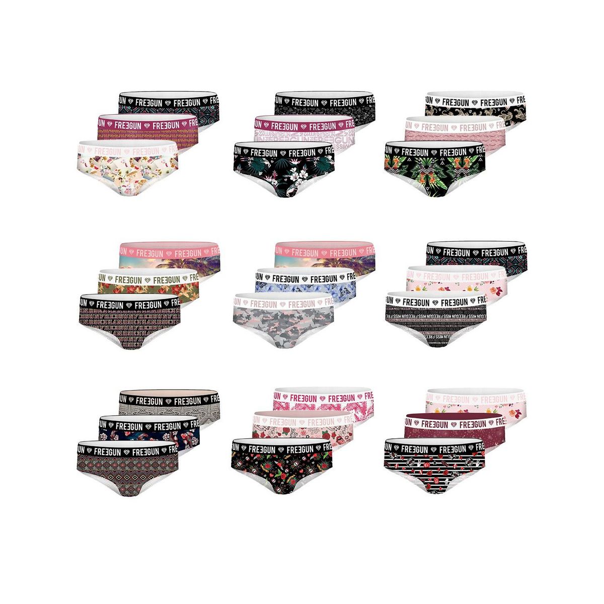 FREEGUN Pack Surprise de 3 Boxers microfibre femme