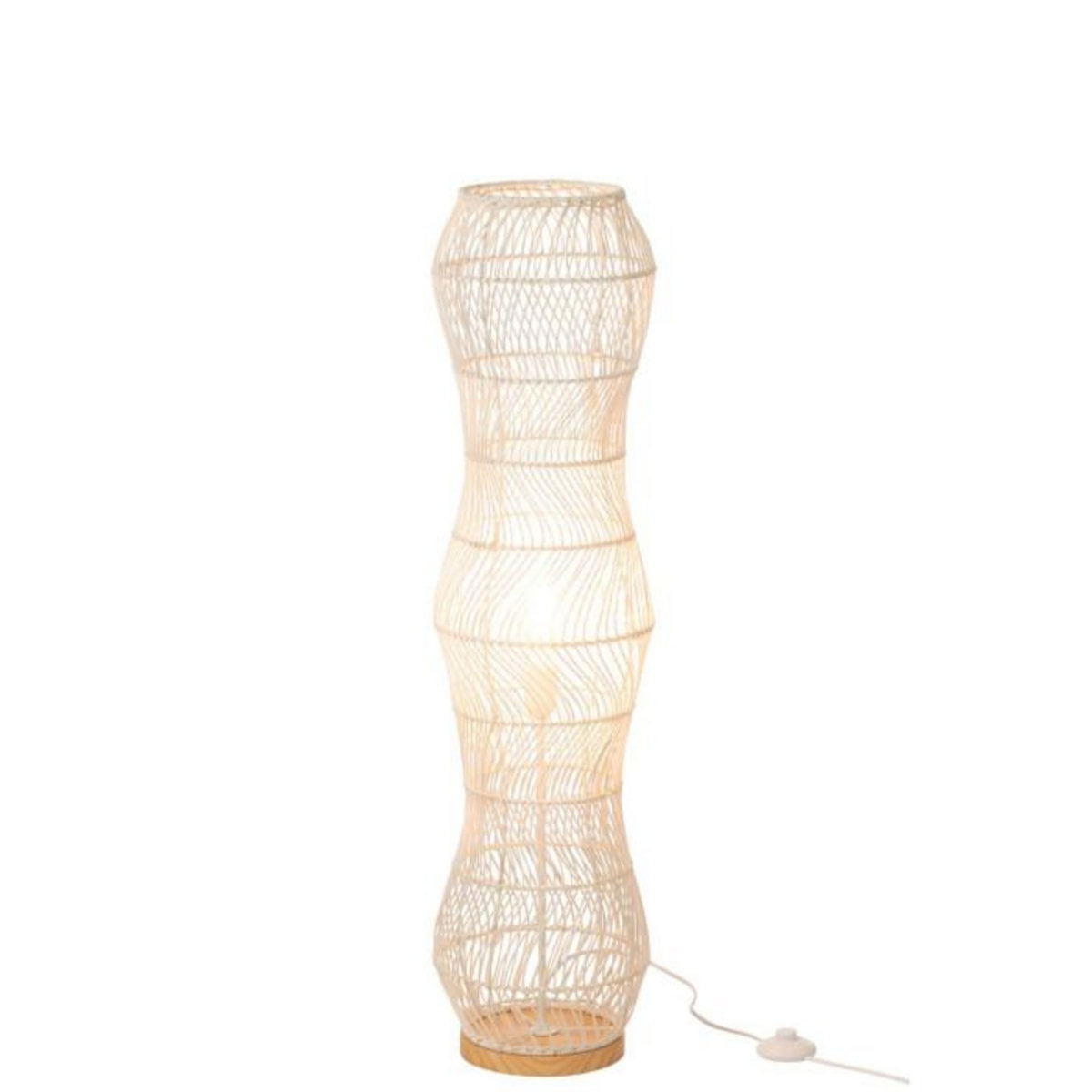 Paris Prix Lampadaire Torsade en Rotin  Etta  101cm Blanc