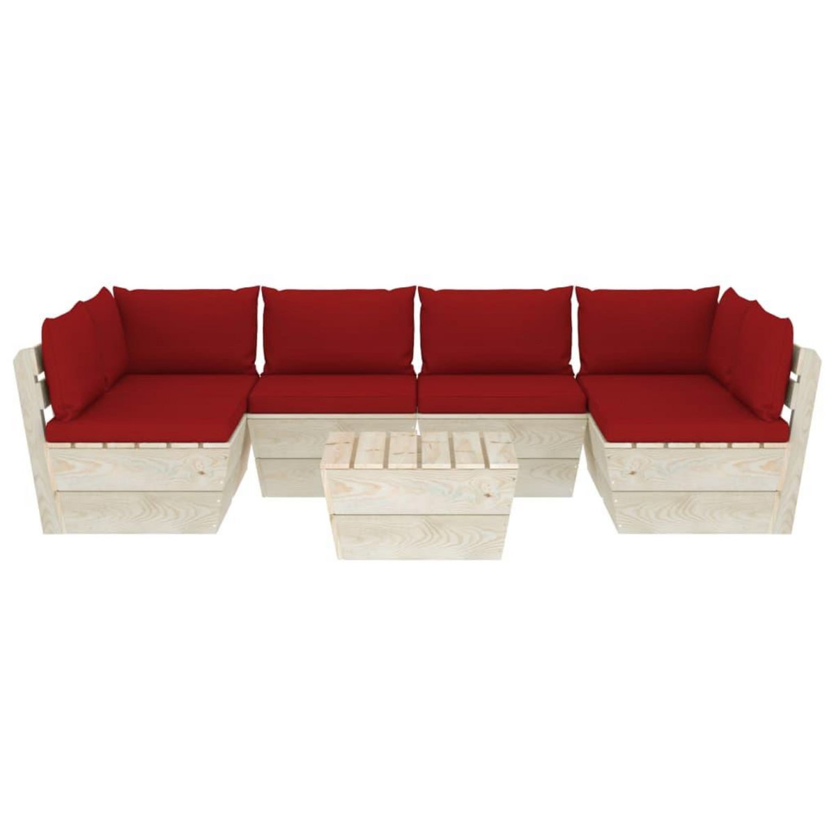 VIDAXL Salon de jardin palette 7 pcs avec coussins bois d'epicea