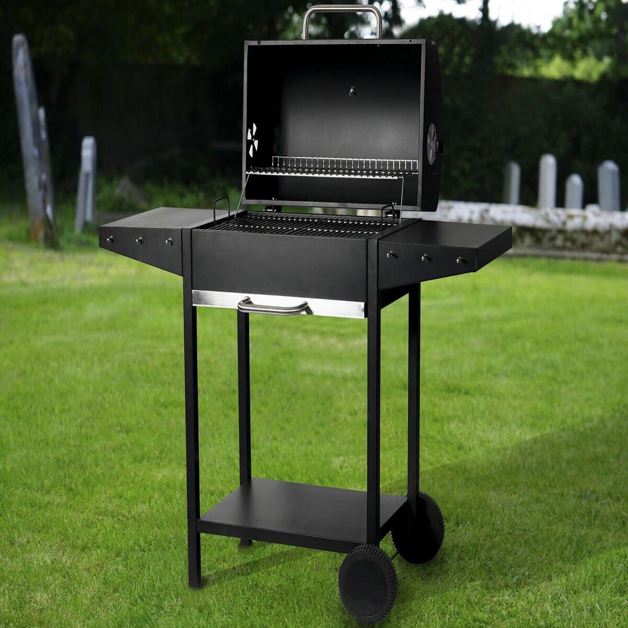 Voir la diapositive 2 : Habitat et Jardin Barbecue charbon de bois  bizon  - 119 x 50 x 101 cm - noir