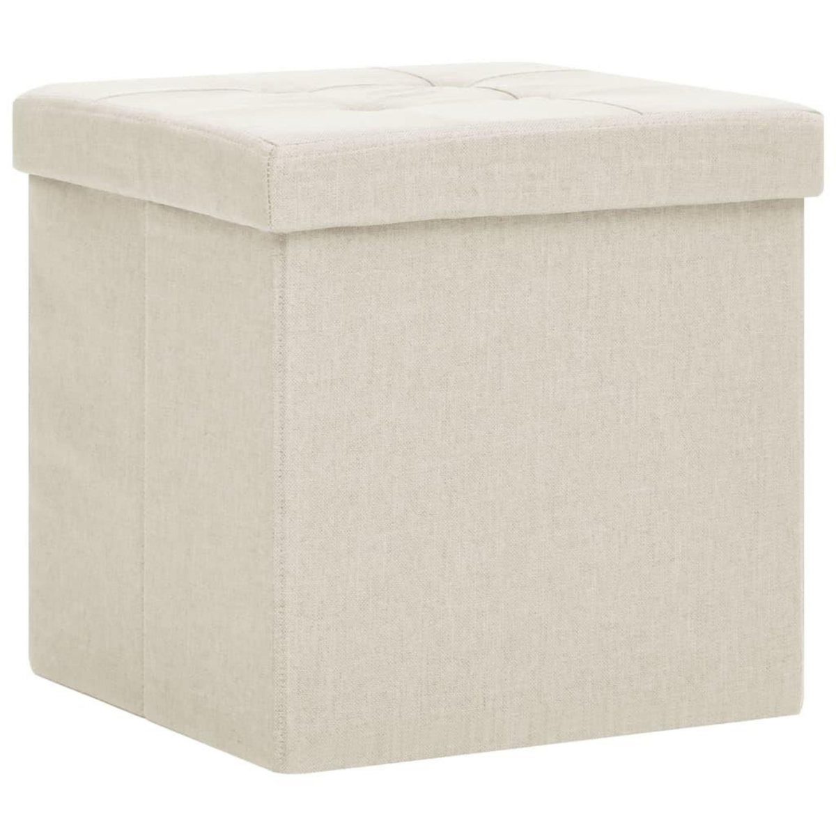 VIDAXL Tabouret de rangement pliable Blanc creme Faux lin