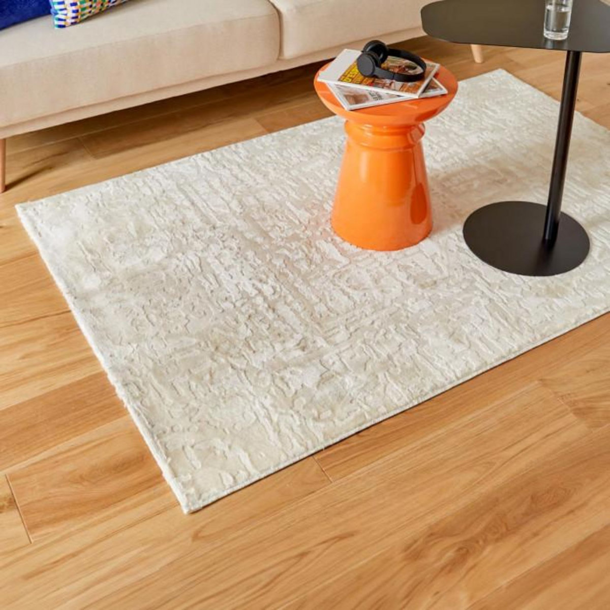 ATMOSPHERA Tapis Déco Motifs en Relief  Row  100x150cm Beige