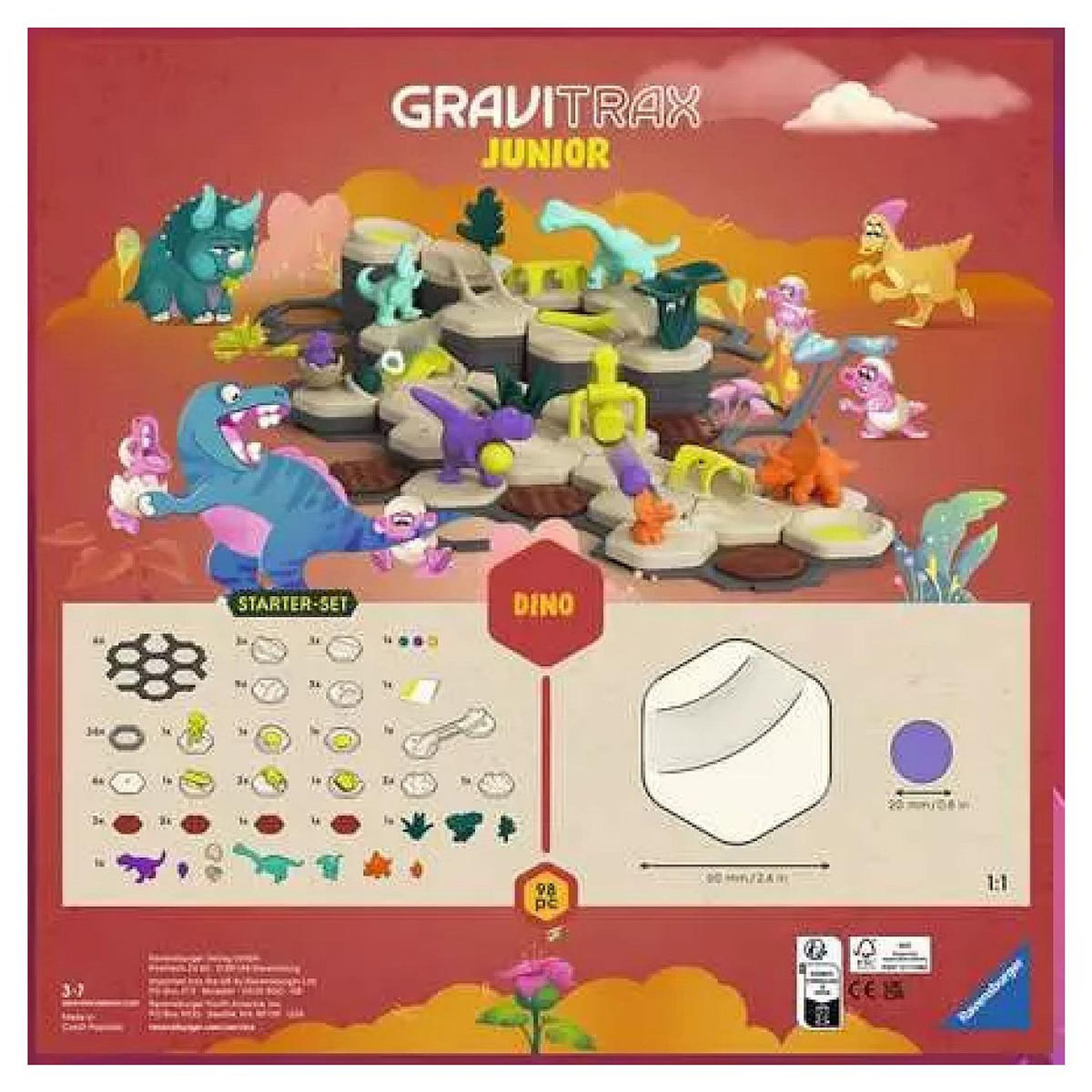 RAVENSBURGER GraviTrax Junior Starter Set Dino - Circuit de billes pour enfants et adultes à partir de 3 ans
