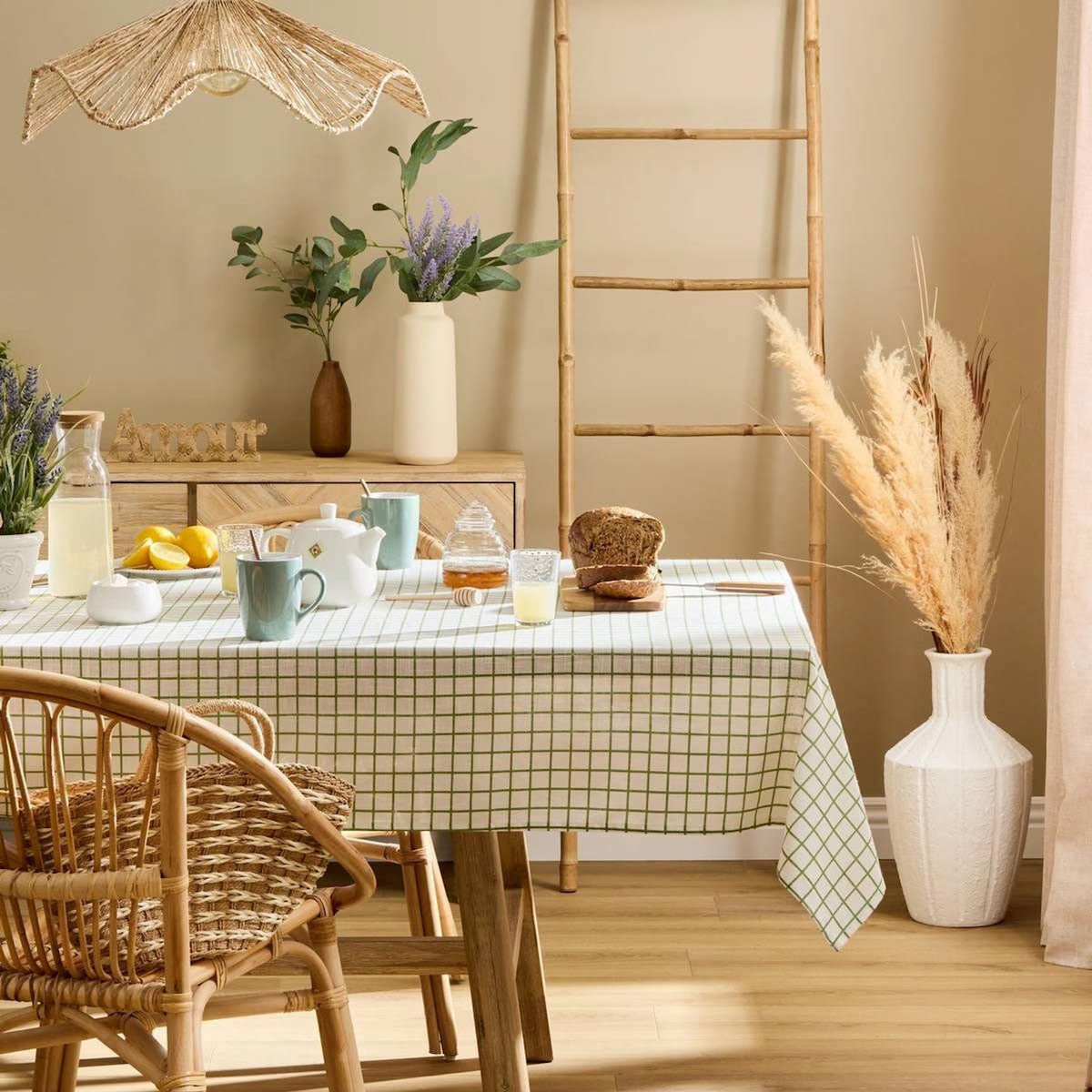 ATMOSPHERA Nappe Quadrillée  Garrigue  140x240cm Vert