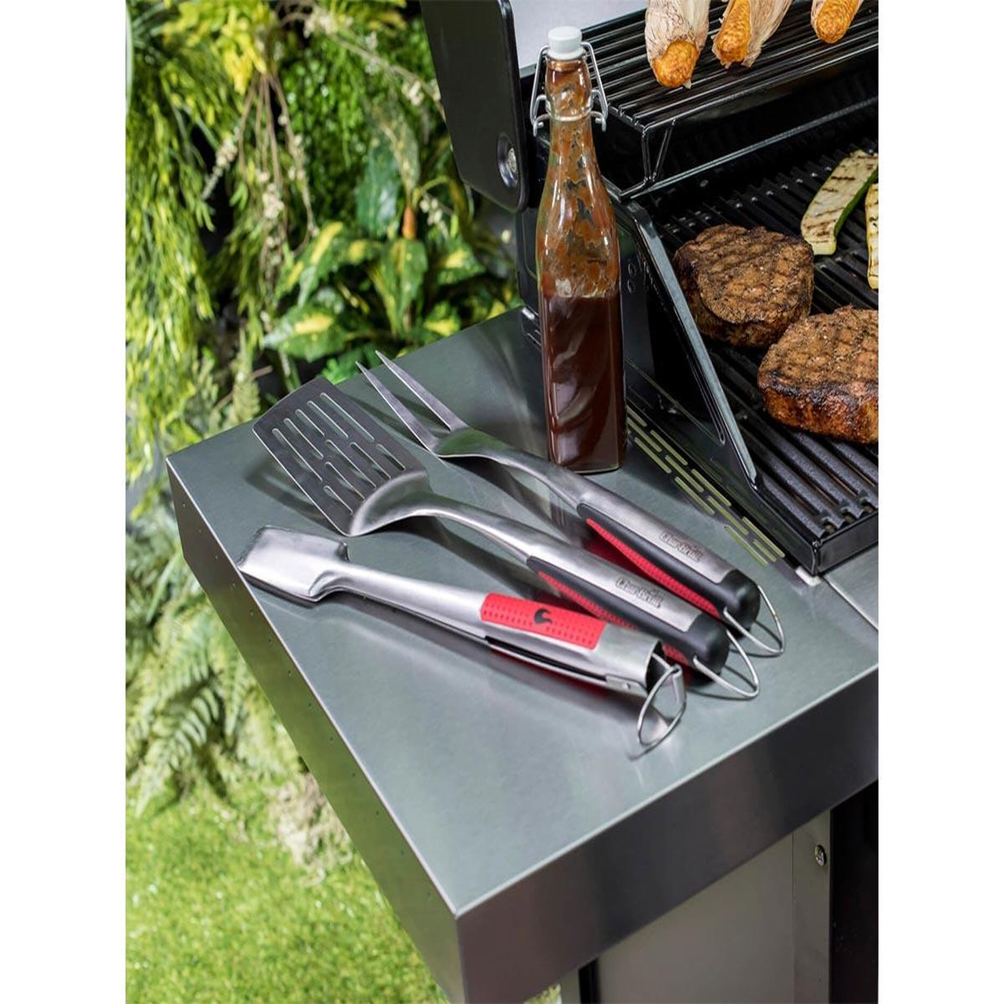 Voir la diapositive 2 : CHAR-BROIL Kit de 3 ustensiles en inox pour barbecue - Char-Broil