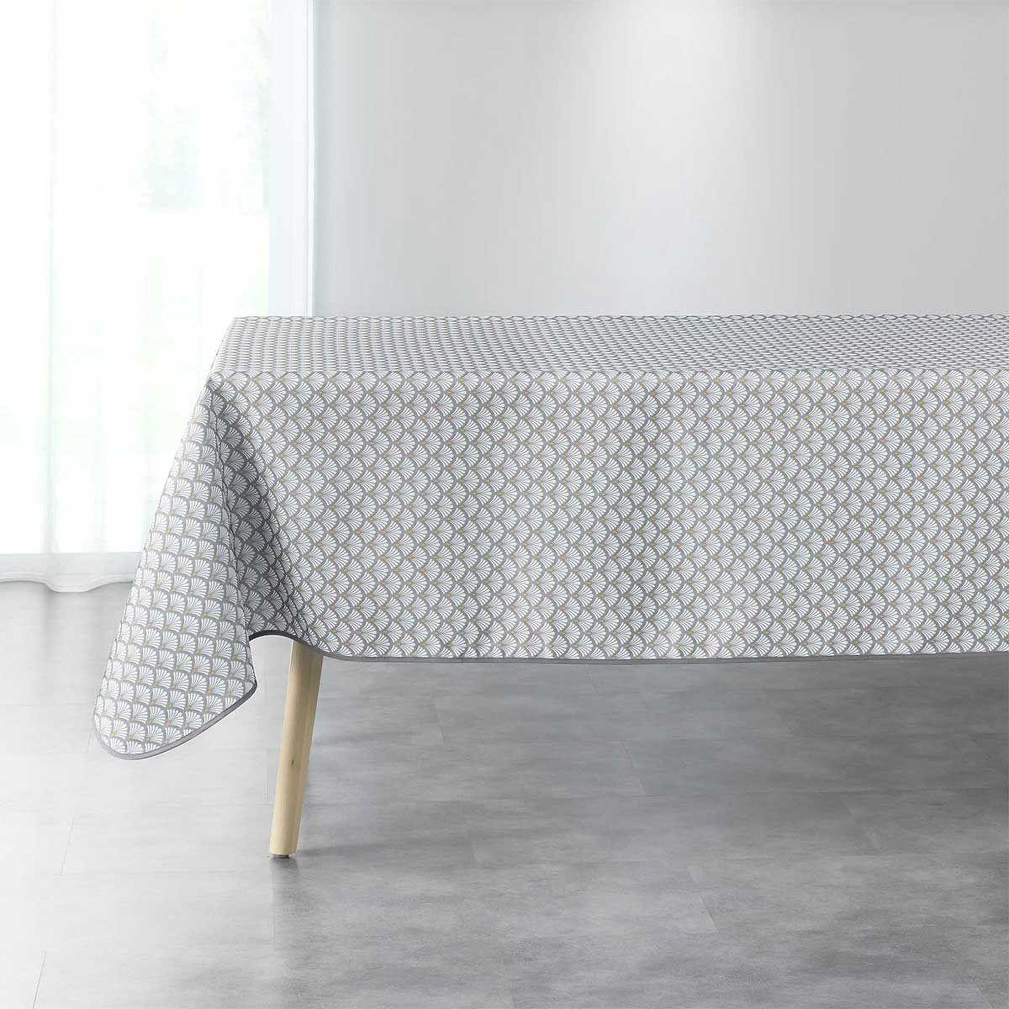 Douceur d'Intérieur Nappe imprimée  art chic  150x240cm gris & blanc