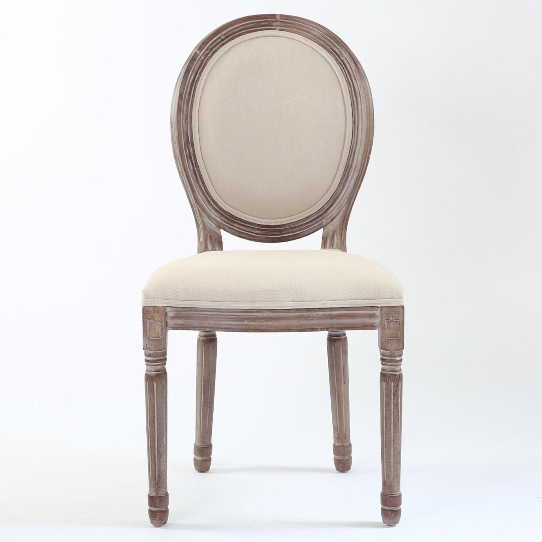 Voir la diapositive 2 : Paris Prix Lot de 2 chaises médaillon tissu  versailles  96cm beige