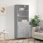 Voir la diapositive 1 : VIDAXL Buffet haut Gris beton 69,5x34x180 cm Bois d'ingenierie