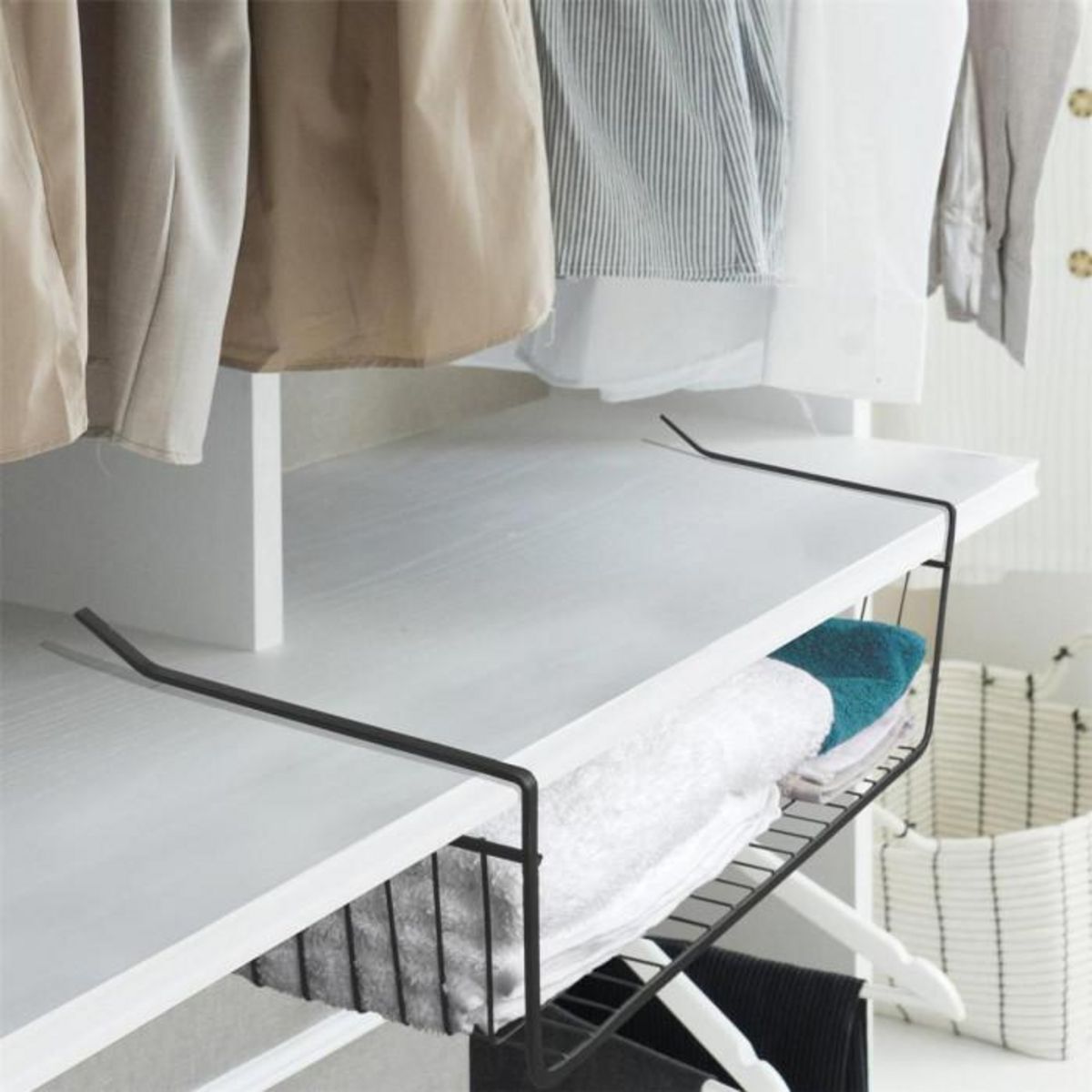 Paris Prix Panier de Rangement Suspendu  Filaire  56cm Noir