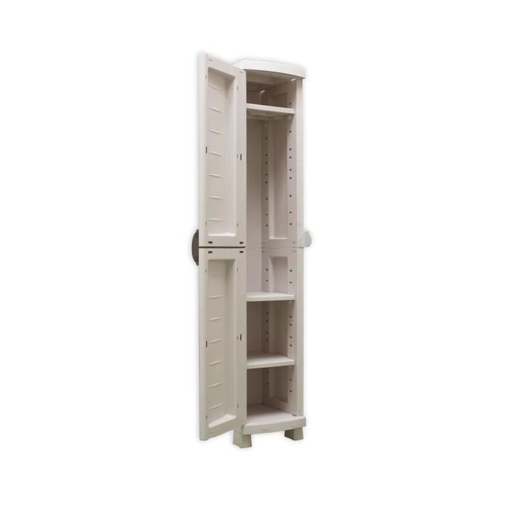 Voir la diapositive 2 : PLASTIKEN SPACESAVER 35 PLASTIKEN Armoire haute 1 Porte avec etageres - l 35 x p 45 x h 184 cm - Gamme Space SAVER - Interieur et Exterieu