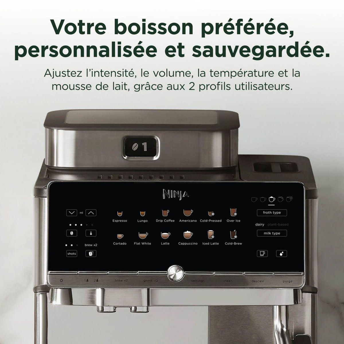 NINJA Expresso Broyeur Machine à café automatique AutoBarista Pro AE1052EU - Technologie GrindIQ