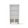 Voir la diapositive 3 : Demeyere Bibliotheque 2 Tablettes et 2 Portes Blanc et Cannage