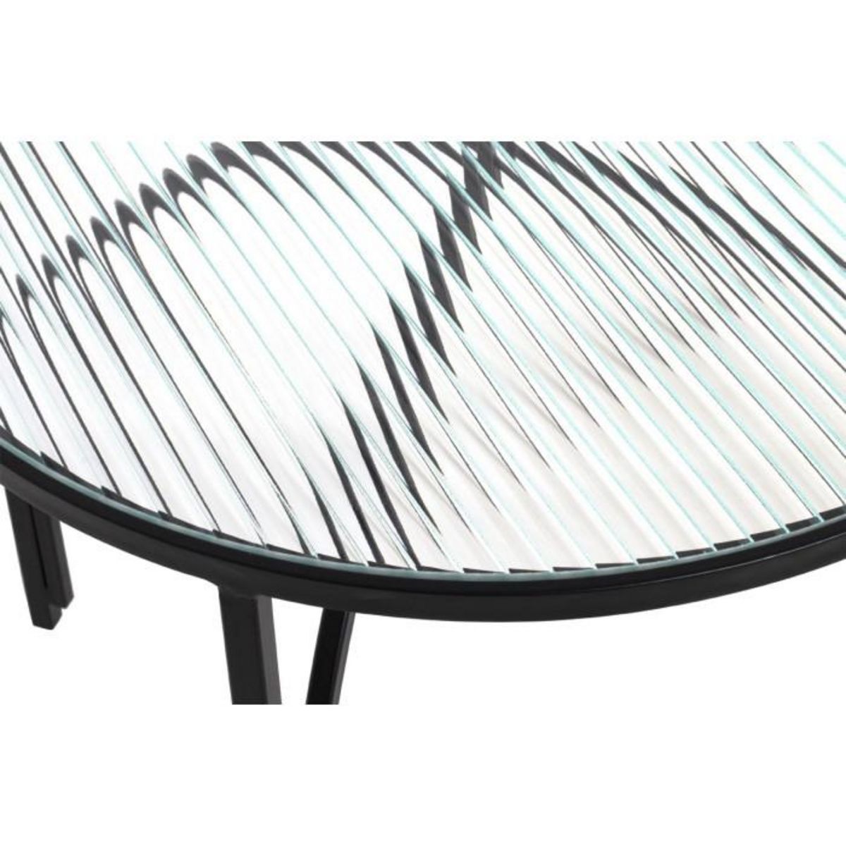 Paris Prix Table d'Appoint Ronde Design  Ondulé  50cm Noir
