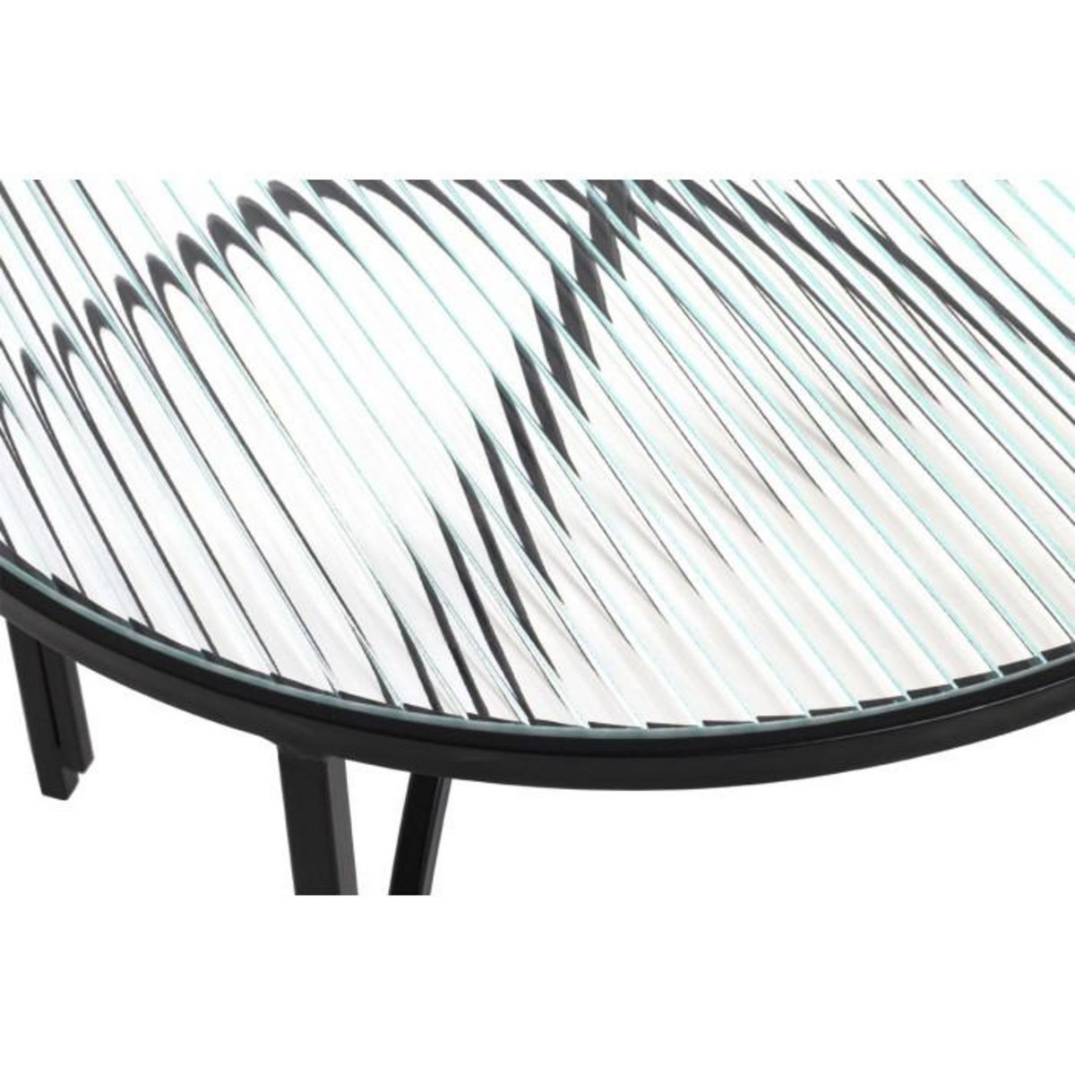 Paris Prix Table d'Appoint Ronde Design  Ondulé  50cm Noir