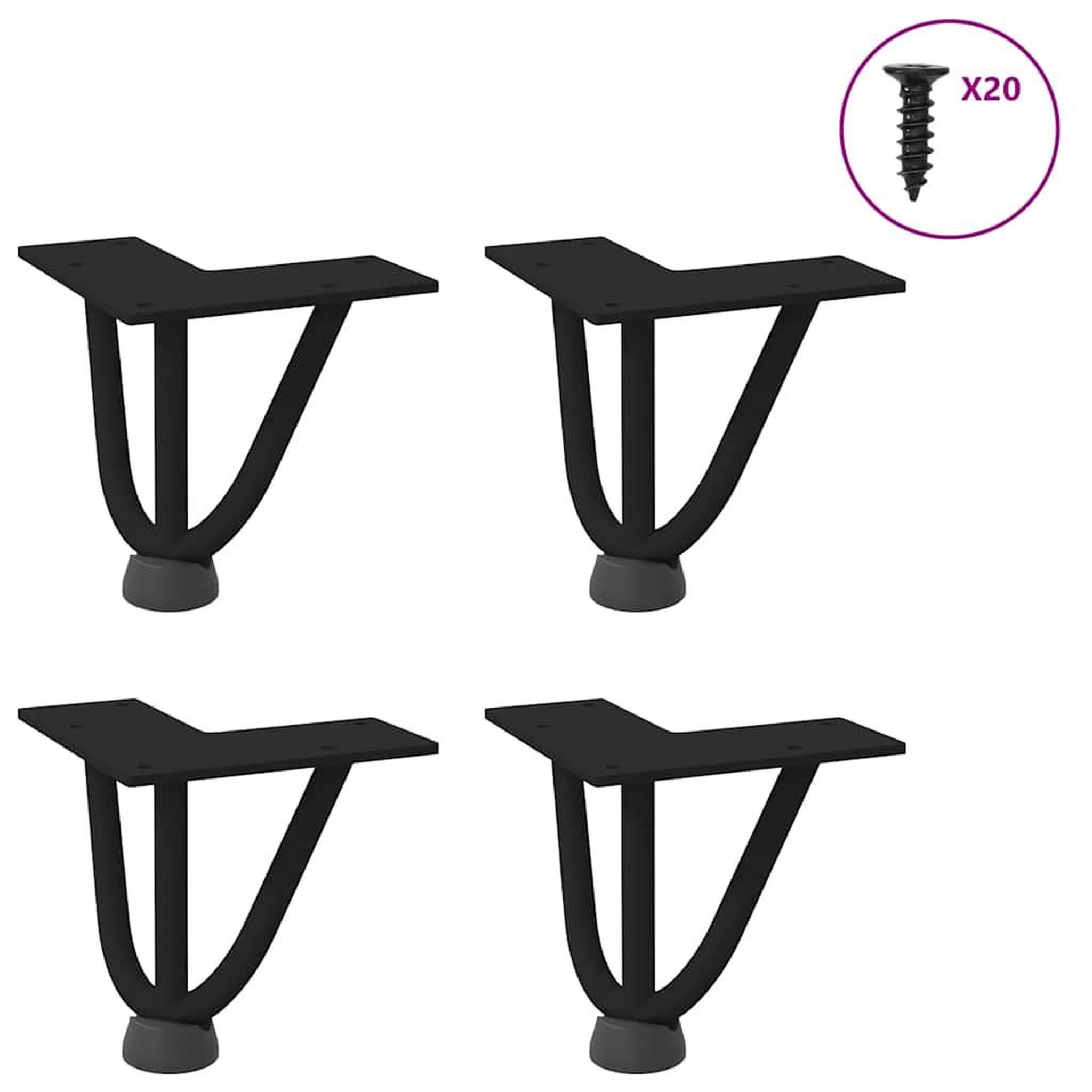 VIDAXL Pieds de table en forme d'epingle a cheveux 10 cm acier massif