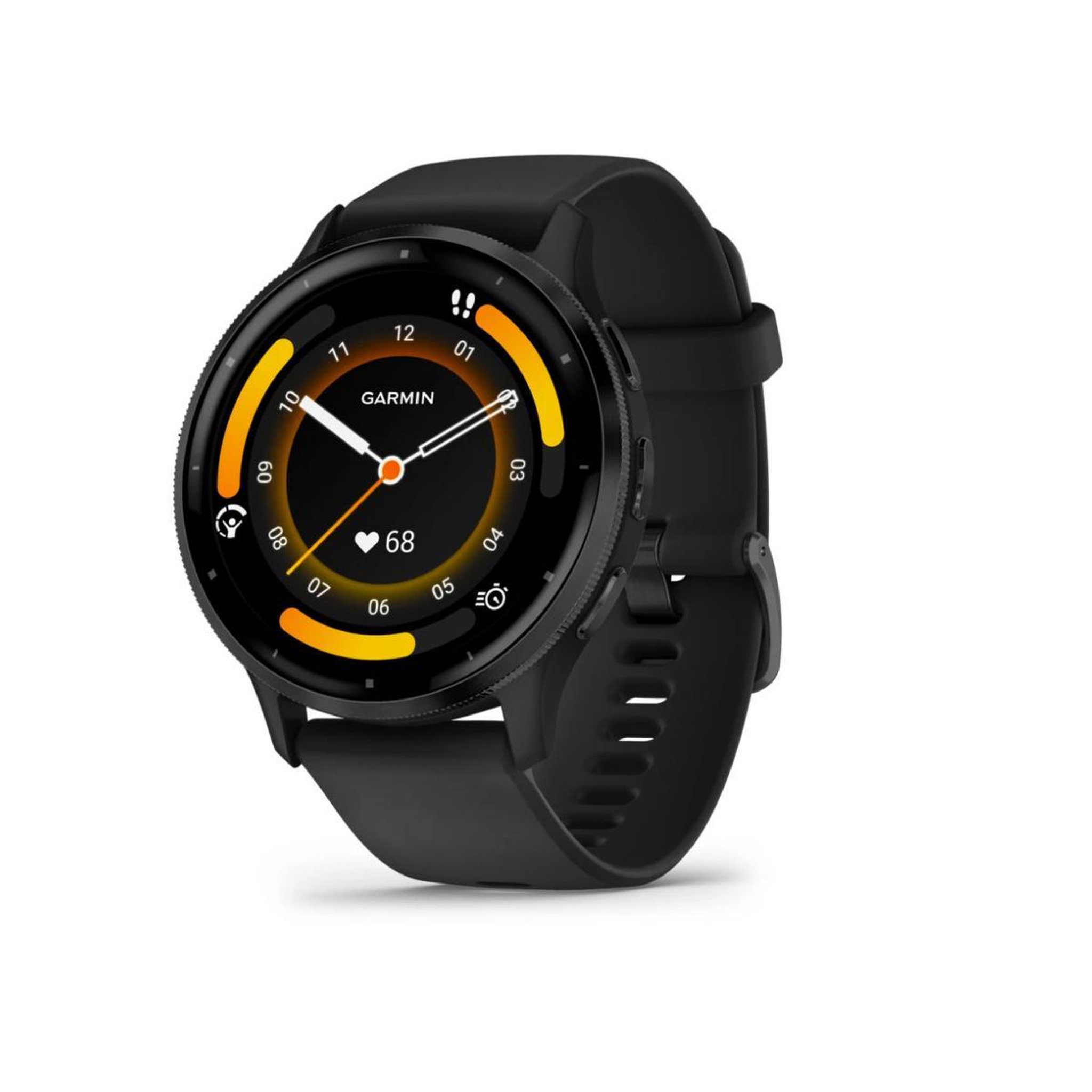 Voir la diapositive 2 : GARMIN Montre connectée Garmin Venu 3 45mm en acier Gray, boîtier noir et bracelet en silicone noir