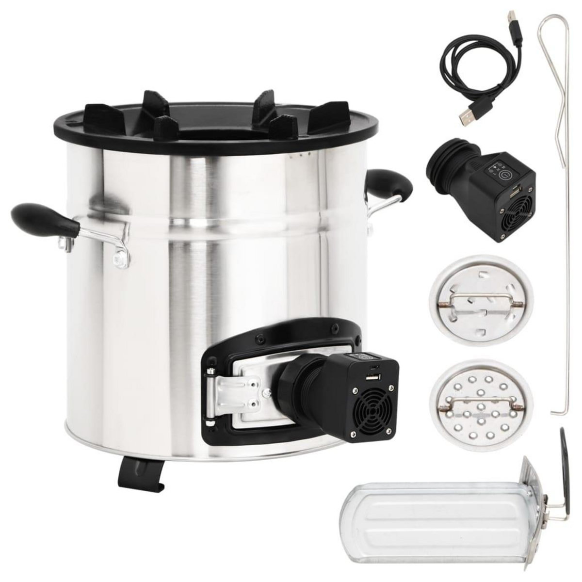 VIDAXL Poele a bois avec ventilateur USB Argente 35,5x26x28 cm Inox