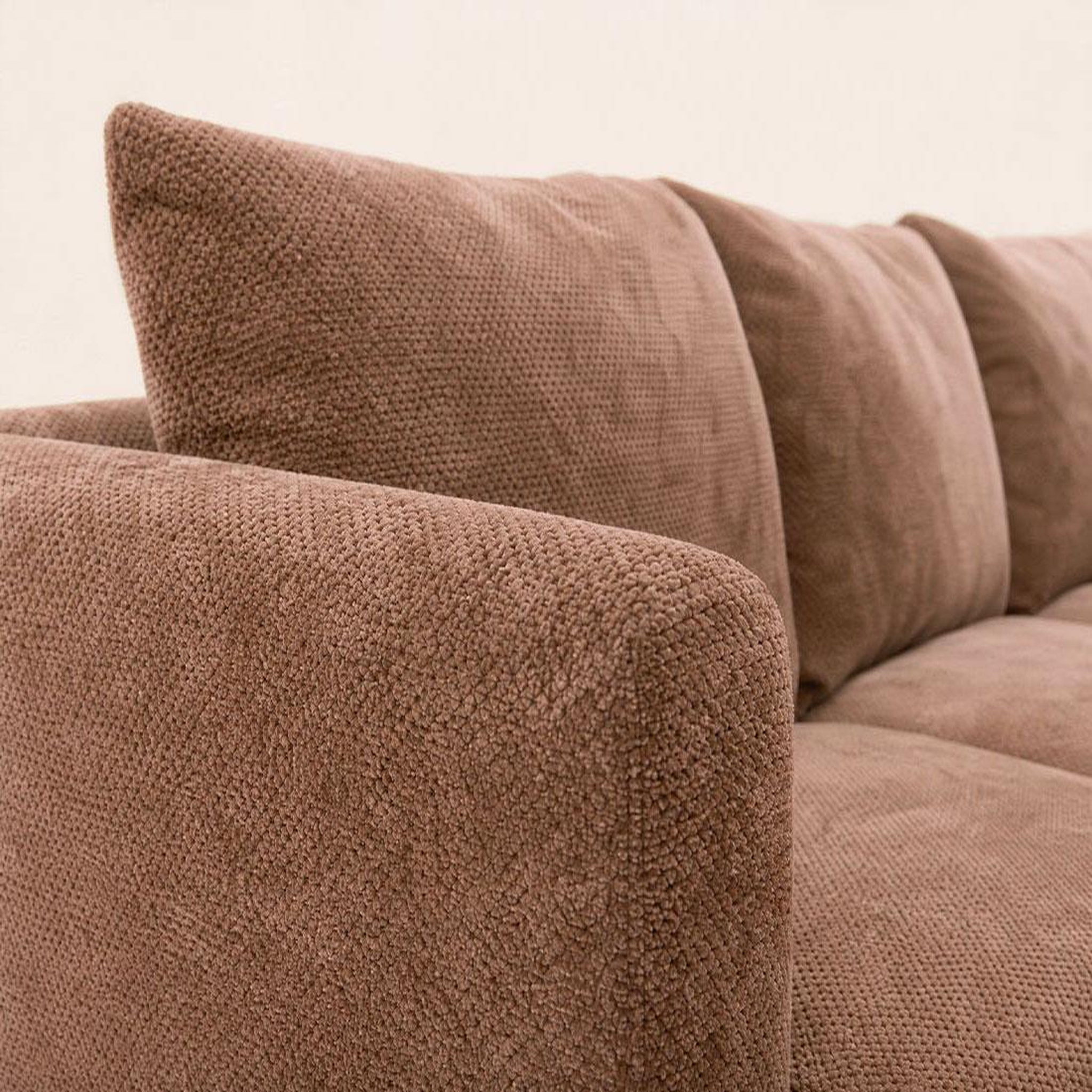 Voir la diapositive 4 : BEST MOBILIER Gabin - canapé d'angle droit 5 places en velours texturé